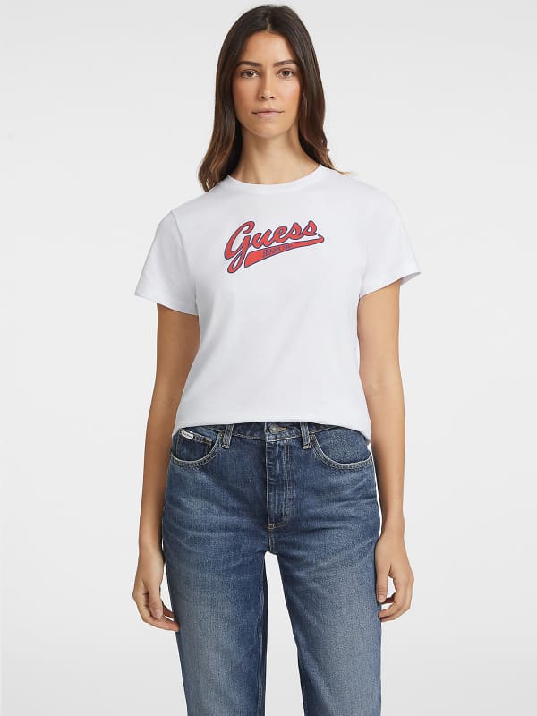 Тениска GUESS Classic Script Logo Tee Бяло | W4YI13J1314