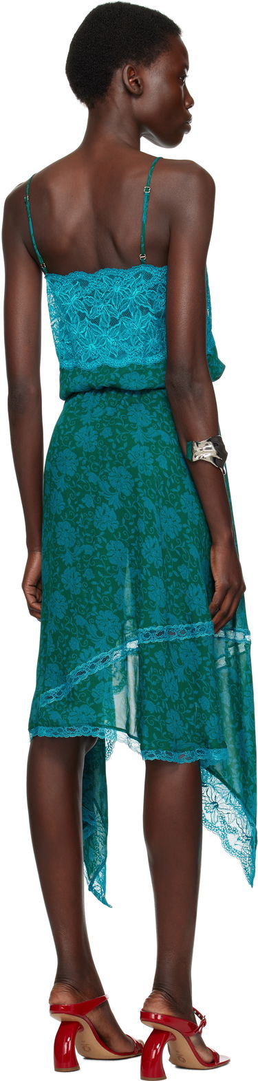 Pокля Dries Van Noten Dries Van Noten Asymmetrical Slip Midi Dress Зелено | 251-011032-1011, 2