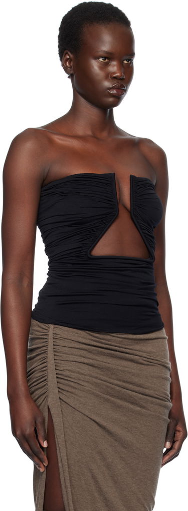 Съкратен топ Rick Owens Rick Owens Hollywood Jersey Prong Camisole Черно | RP01E7124 JN, 1
