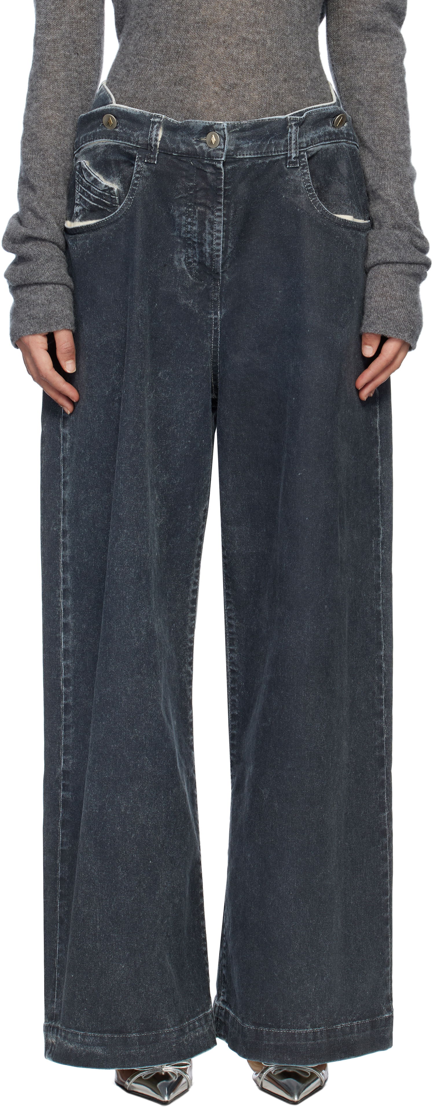 Дънки The Attico The Attico Long Wide-Leg Jeans Синьо | 250WCP00190 DDD100AA, 0