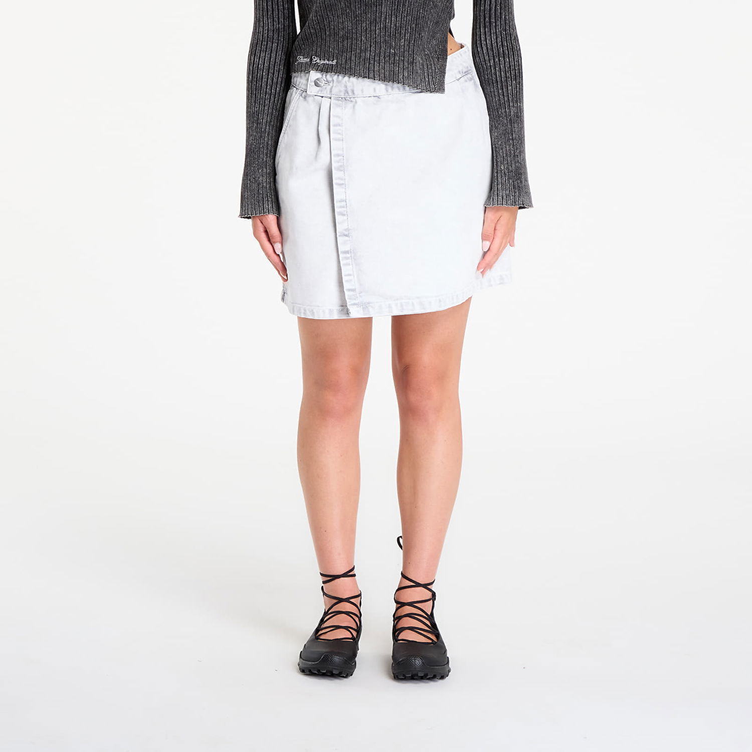 Пола Carhartt WIP Carhartt WIP Women's Emery Wrap Denim Mini Skirt Бяло | I035575.895F, 0