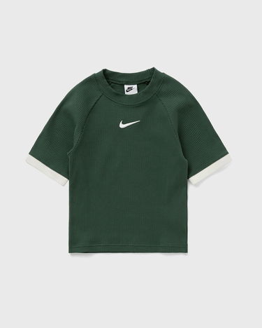 Тениска Nike Ribbed Fitted Short Sleeve Top with White Cuffs Зелено | IO8894-323, 0