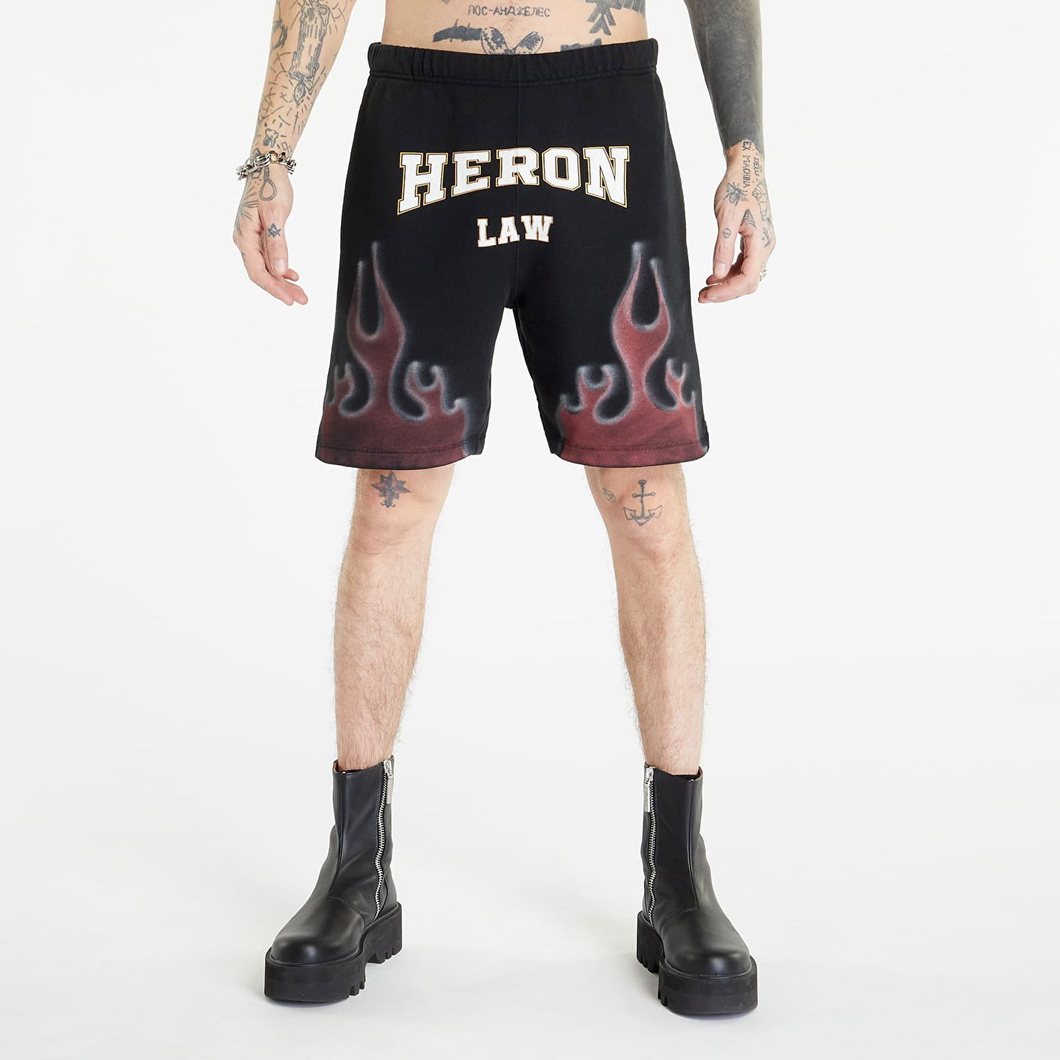 Къси панталони HERON PRESTON Heron Law Flames Sweatshorts Черно | HMCI011S23JER0041025, 0