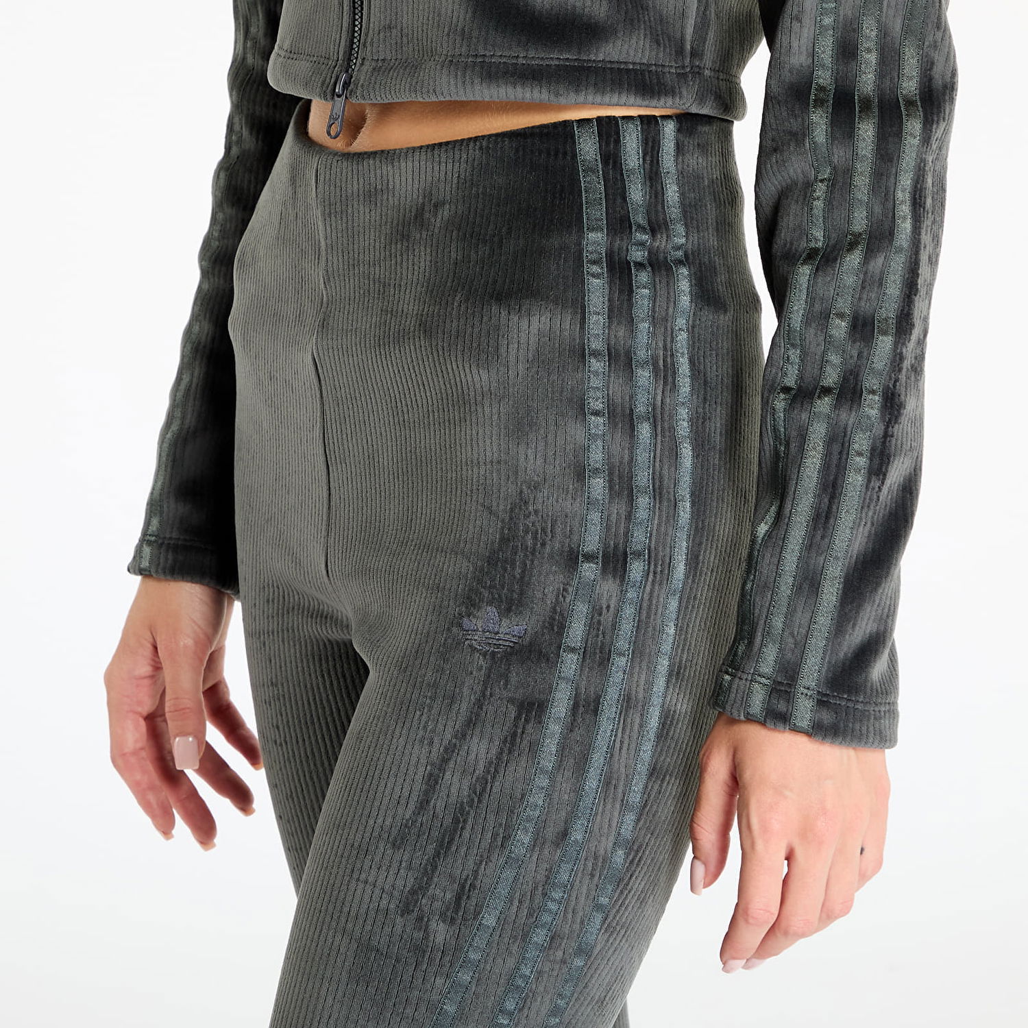 Клинове adidas Originals Rib Flrd Leggings Carbon Сиво | JN3024, 1