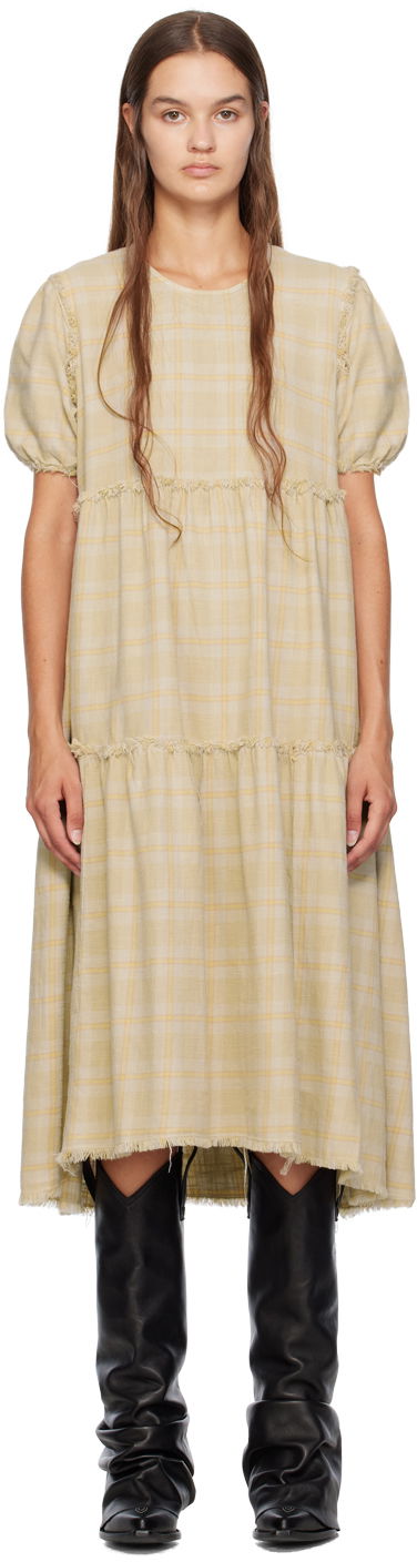 Pокля R13 R13 Shredded Relaxed Midi Dress Жълто | R13WR045-R260D, 0