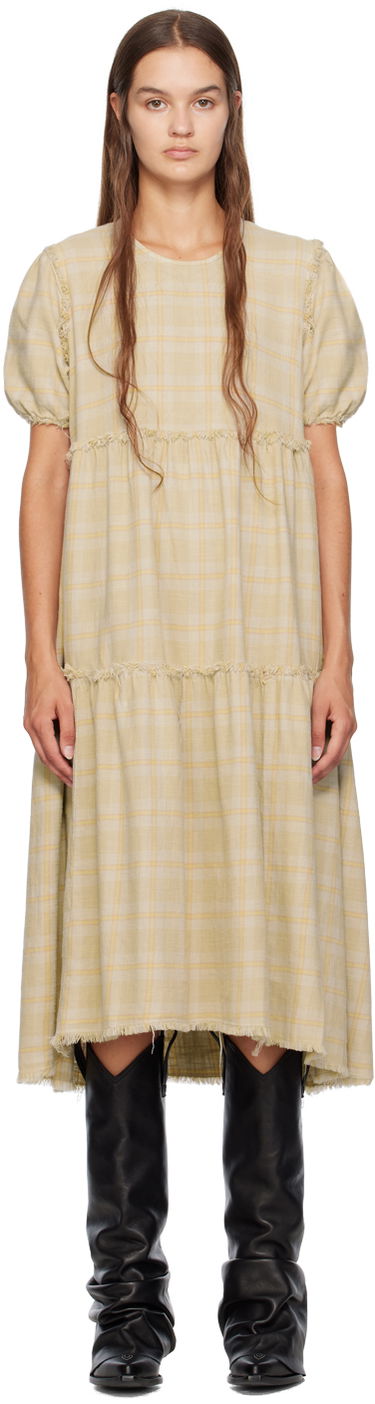 Pокля R13 R13 Shredded Relaxed Midi Dress Жълто | R13WR045-R260D, 0