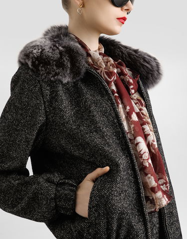Яке бомбър Dolce & Gabbana Dolce & Gabbana Chevron Wool Bomber Jacket with Fur Collar Сиво | F9S93TFCBAJS8030, 3