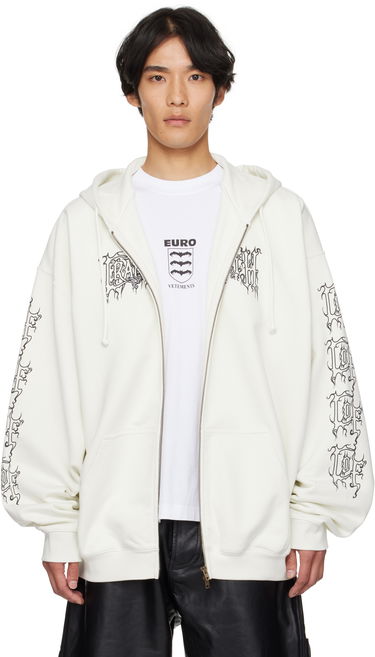 Суитчър VETEMENTS Vetements Cradle of Filth Logo Oversized Zip-Up Hoodie Бяло | UCF76ZU100I, 0