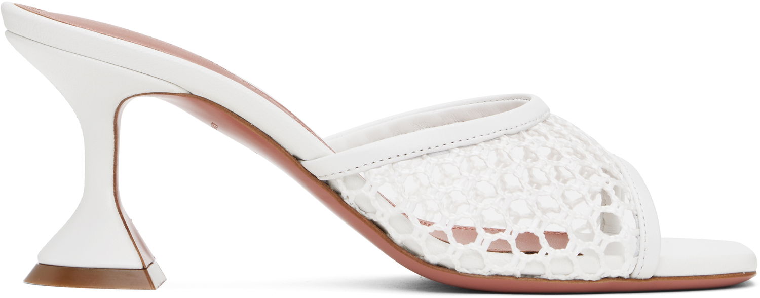 Грижа за обувките Amina Muaddi Amina Muaddi Lupita Net 70 Heeled Sandals Бяло | LUPITA NET 70, 0