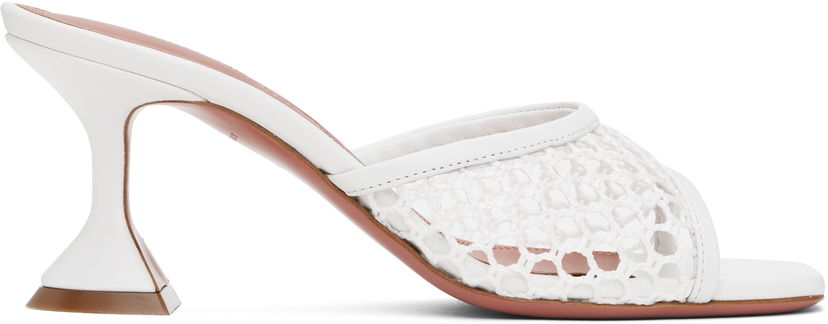 Грижа за обувките Amina Muaddi Amina Muaddi Lupita Net 70 Heeled Sandals Бяло | LUPITA NET 70
