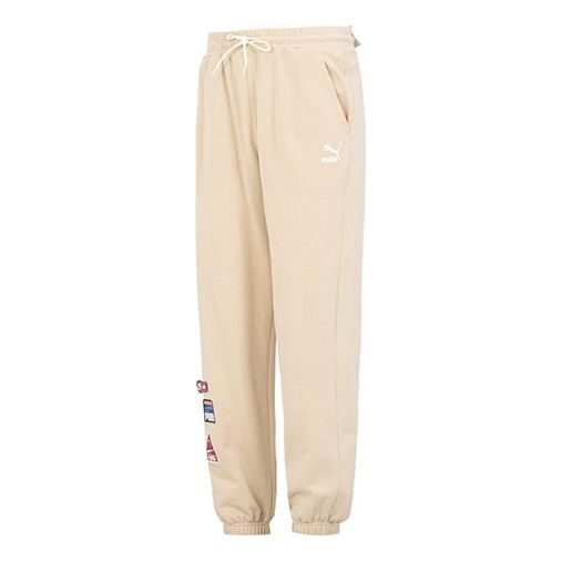 Спортни панталони Puma Team Badge Sweatpants Бежово | 677378-67, 0