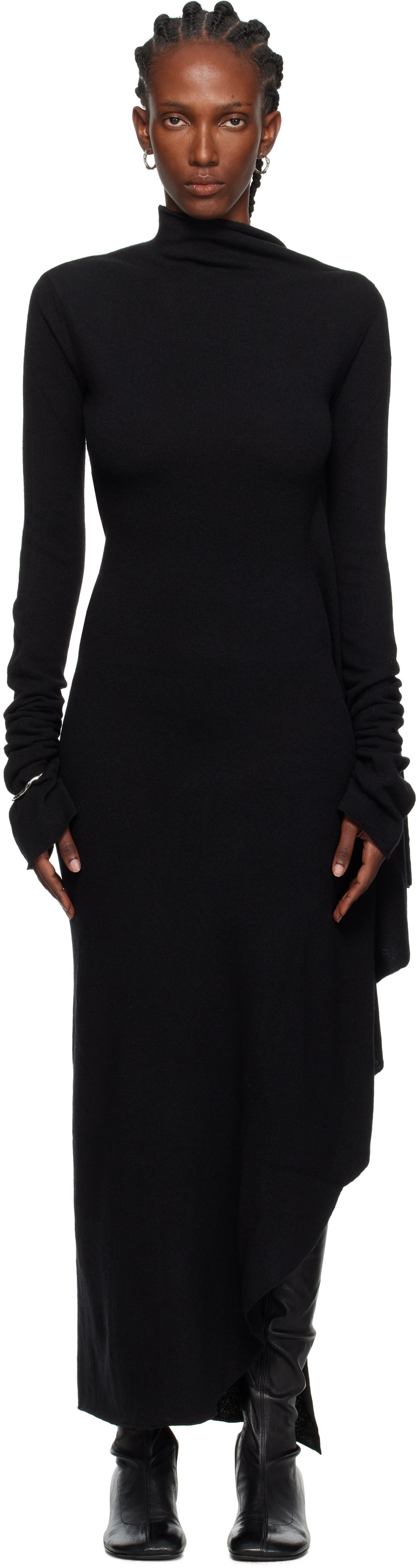 Pокля Ann Demeulemeester Ann Demeulemeester Vabu Maxi Dress Черно | 2520-W-KN59-KN073-099, 0