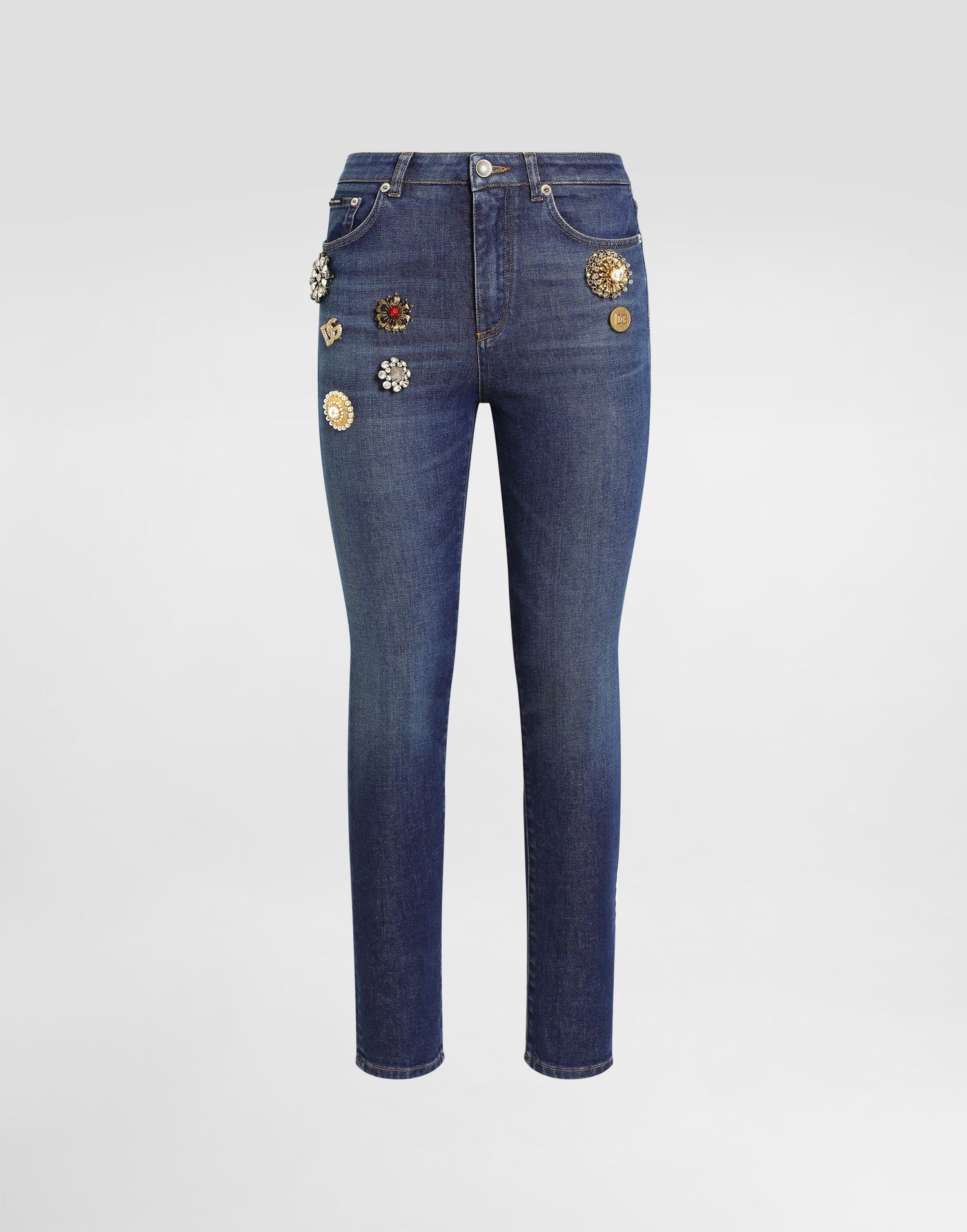 Дънки Dolce & Gabbana Dolce & Gabbana 5-Pocket Jeans with Embellishments Синьо | FTC67ZG8NY1S9001, 0