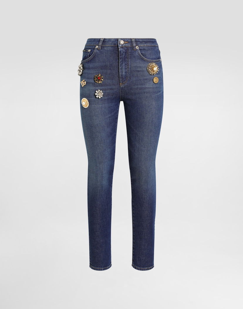 Дънки Dolce & Gabbana Dolce & Gabbana 5-Pocket Jeans with Embellishments Синьо | FTC67ZG8NY1S9001