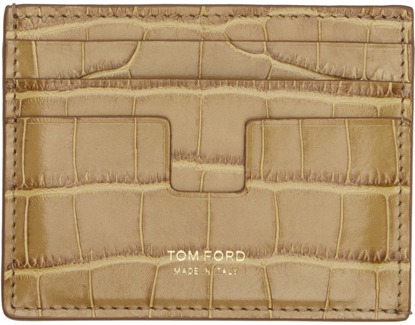 Портфейл Tom Ford Printed Croc Card Holder Бежово | Y0233-LCL439G