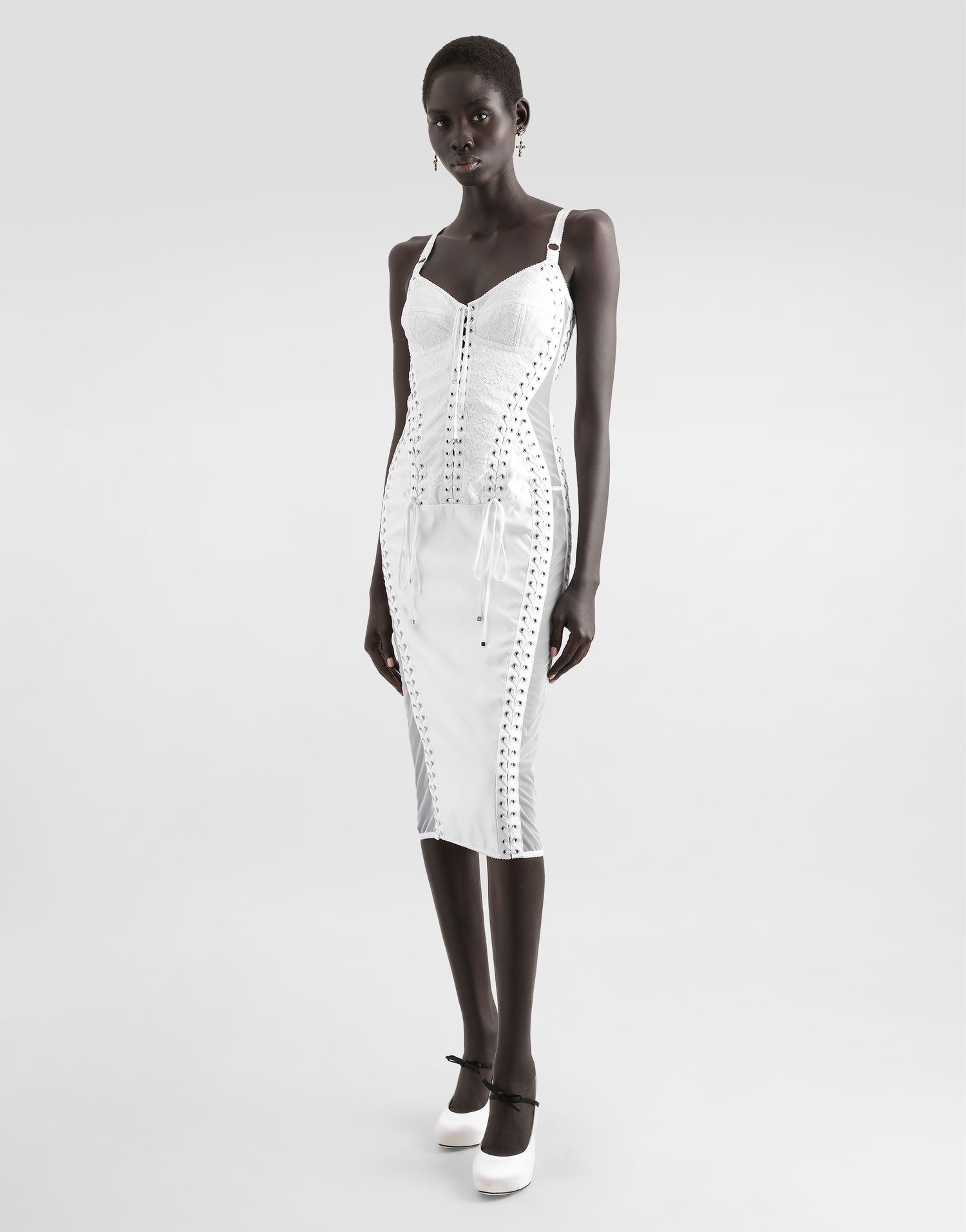 Pокля Dolce & Gabbana Dolce & Gabbana Calf-Length Corset Dress Бяло | F6TUKTGDC1OW0800, 1