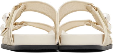 Кецове и обувки Jimmy Choo Fayence Pearl-Embellished Leather Flat Sandals Черно | FAYENCE SANDAL, 4