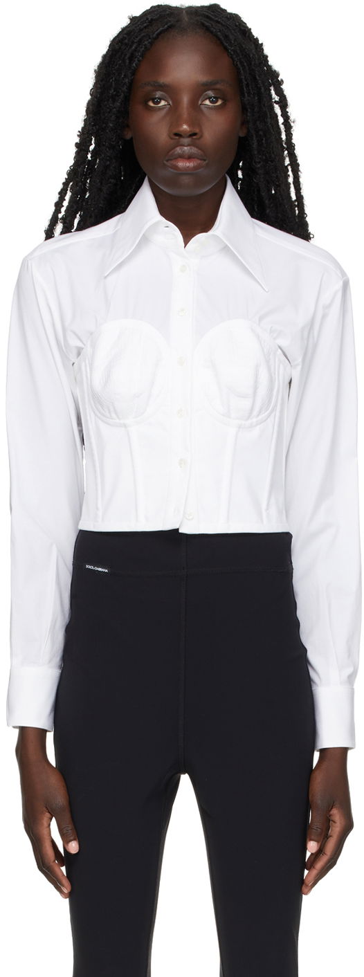 Риза Dolce & Gabbana White Poplin Bustier Shirt Бяло | F5P57T GDAJP