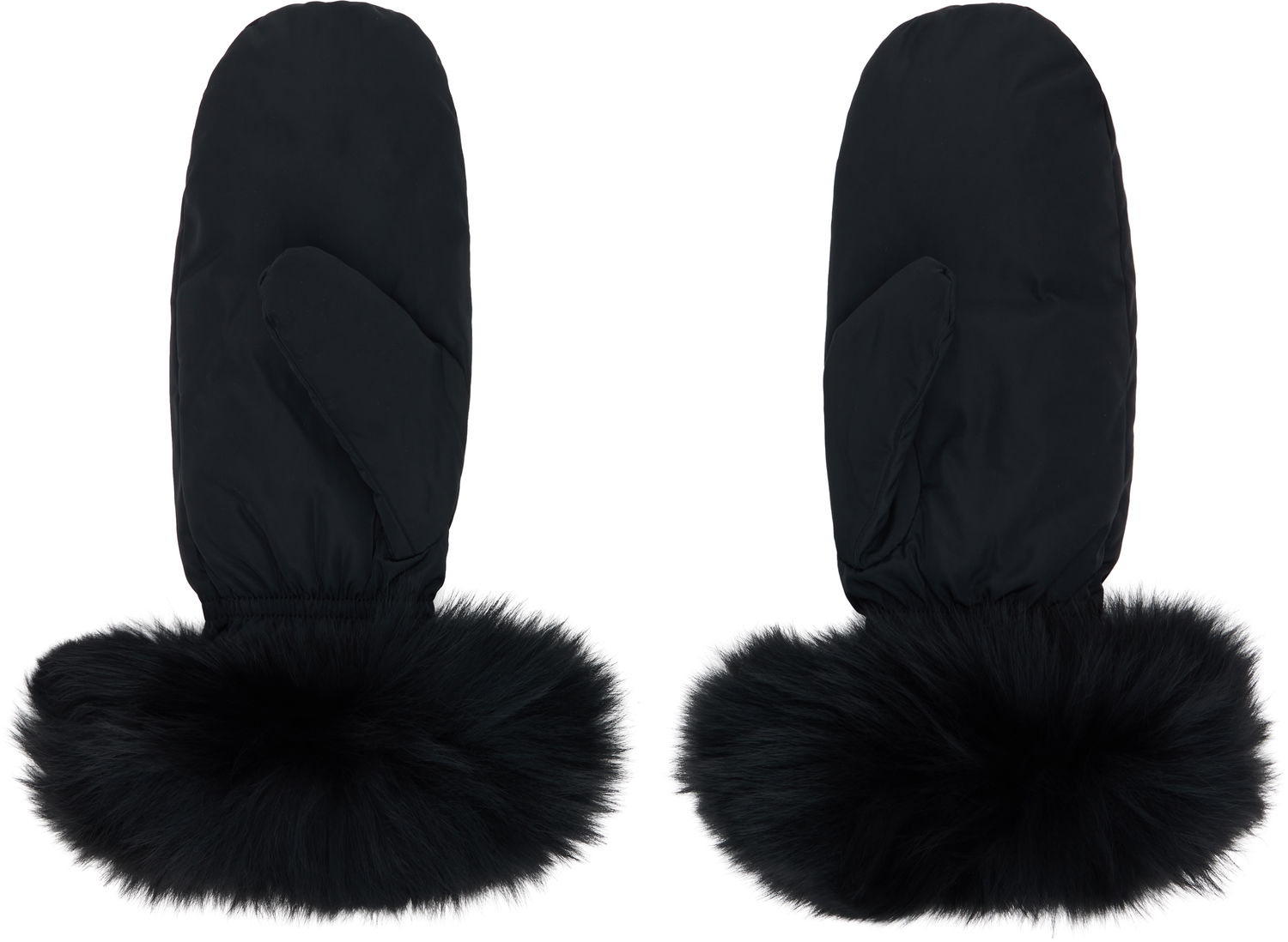 Ръкавици Yves Salomon Yves Salomon Fox Fur & Down Mittens Черно | 26W23WAA617XXDOTM, 1
