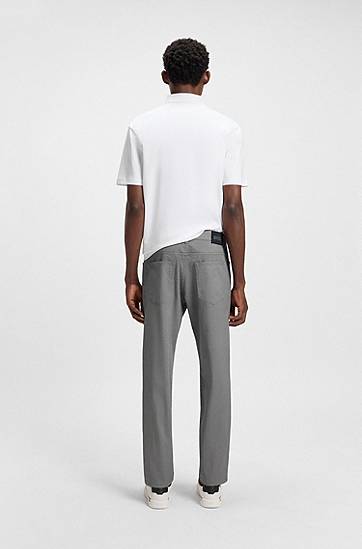 Панталони BOSS Maine Regular-Fit Micro-Patterned Stretch Cotton Trousers Сиво | 50543935, 1
