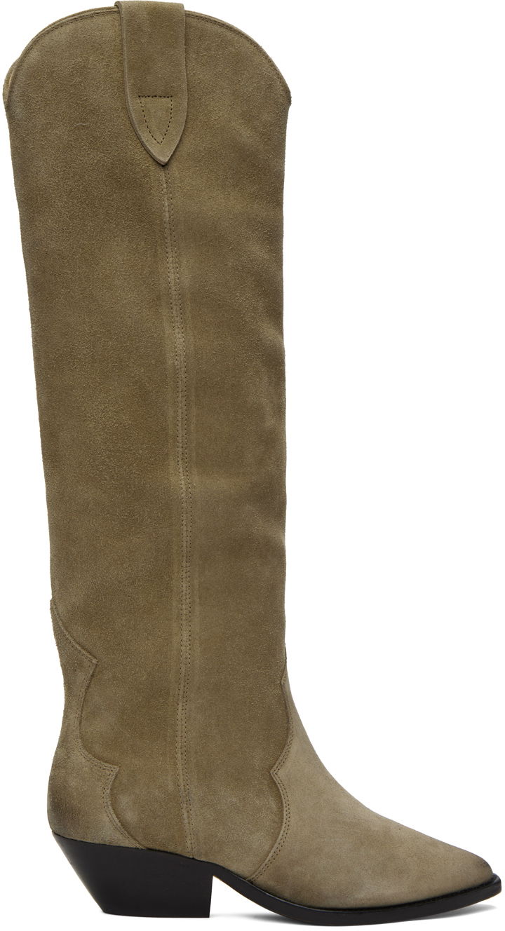 Облекло ISABEL MARANT Isabel Marant Denvee Suede Knee-High Boots Зелено | 23BT0001FA-A1A03S