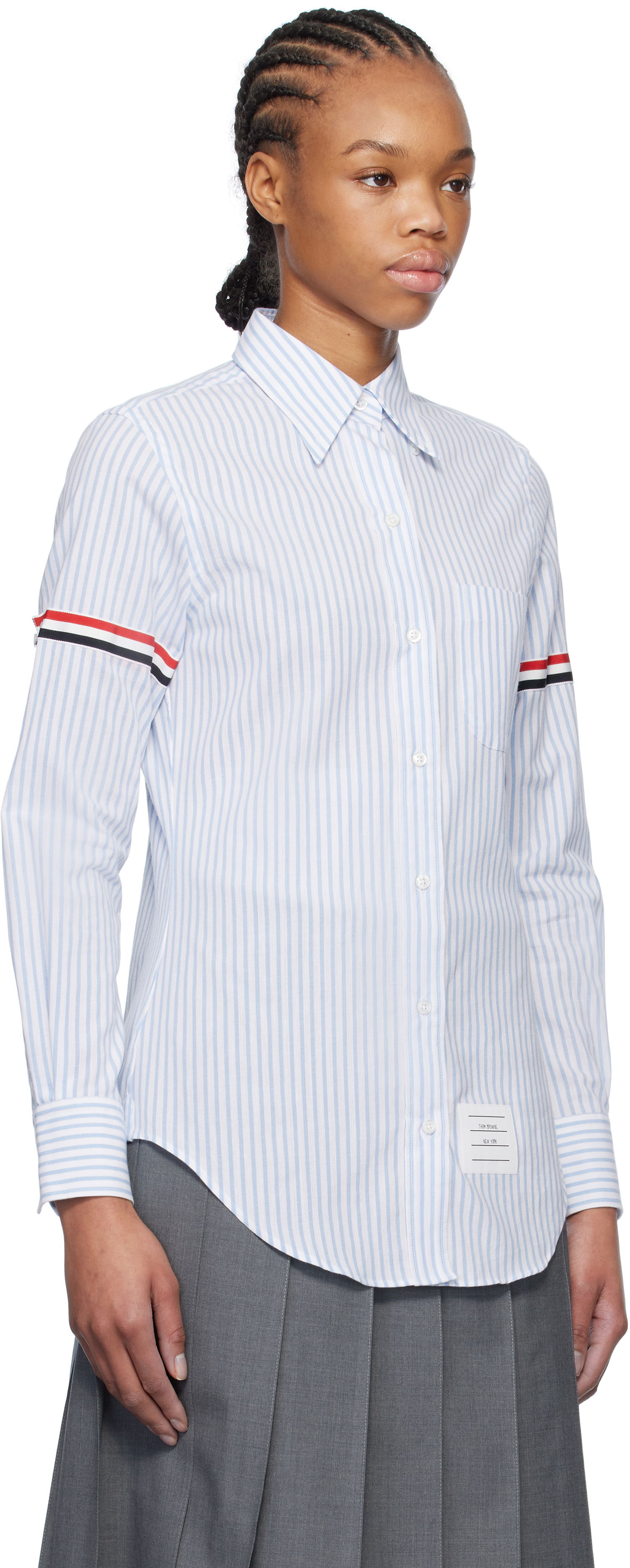 Риза Thom Browne Thom Browne Striped Oxford Shirt with 4-Bar Синьо | FLL005O-F0810, 1