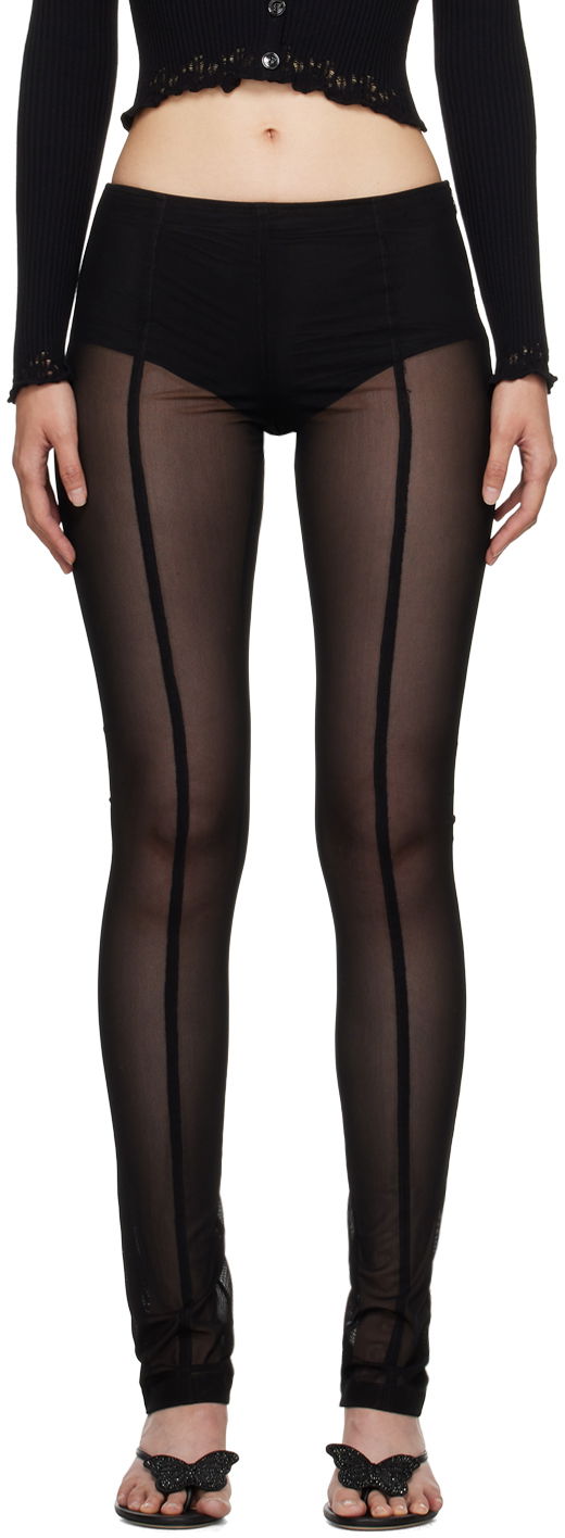 Клинове Blumarine Blumarine Sheer Panel Leggings Черно | A344P013A, 0