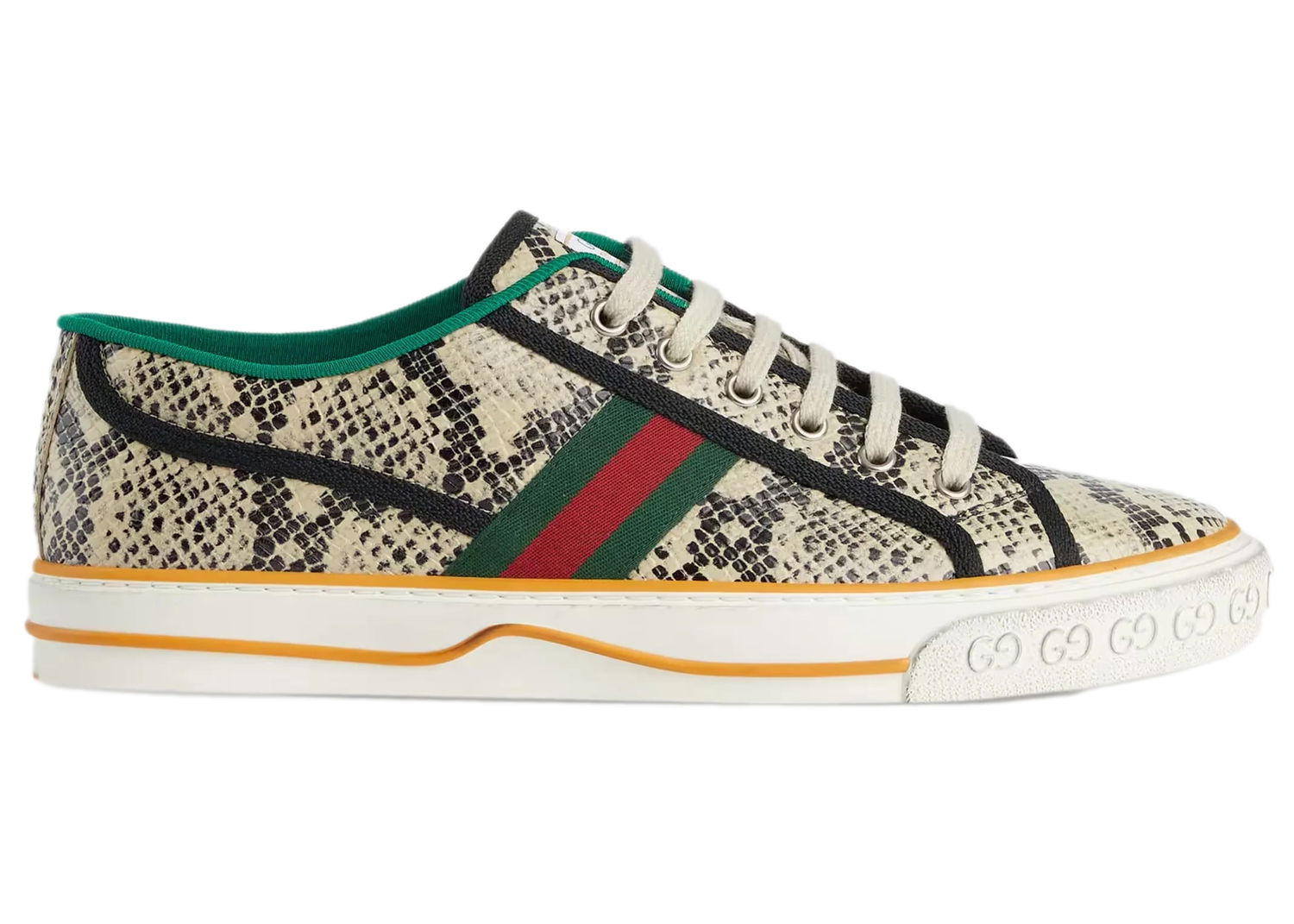 Кецове и обувки Gucci Tennis 1977 Sneaker Python Skin Beige Black Бежово | 717592 AAA3U 9753, 0
