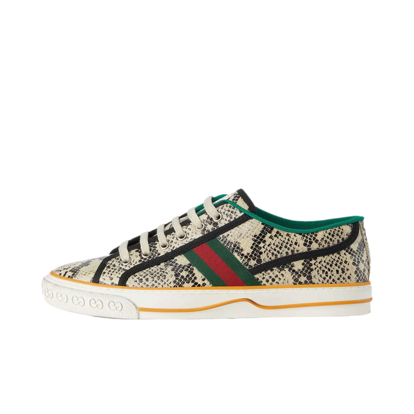 Кецове и обувки Gucci Tennis 1977 Sneaker Python Skin Beige Black Бежово | 717592 AAA3U 9753