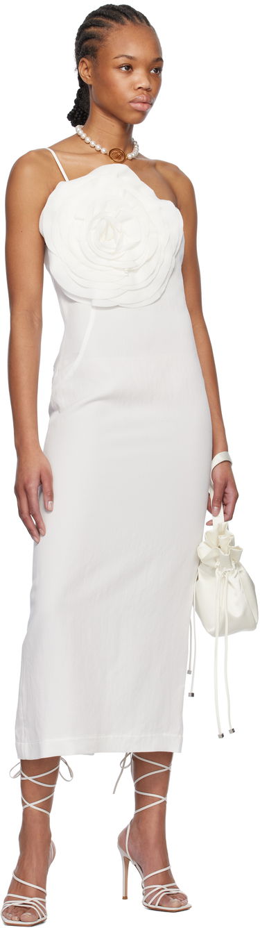 Pокля Blumarine Blumarine Sheath Rose Detail Midi Dress Бяло | P522A627A, 3