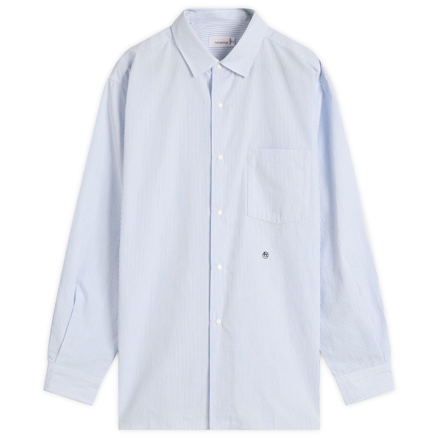 Риза NANAMICA Nanamica Regular Collar Stripe Wind Shirt, Size Large Синьо | SUGF362E-SX, 0
