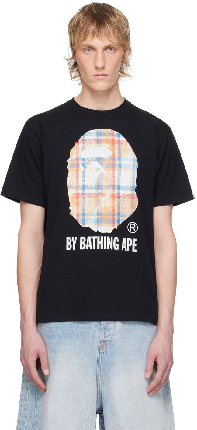 Тениска BAPE BAPE Black Bleached Bape Check T-Shirt Черно | 001TEK301038M