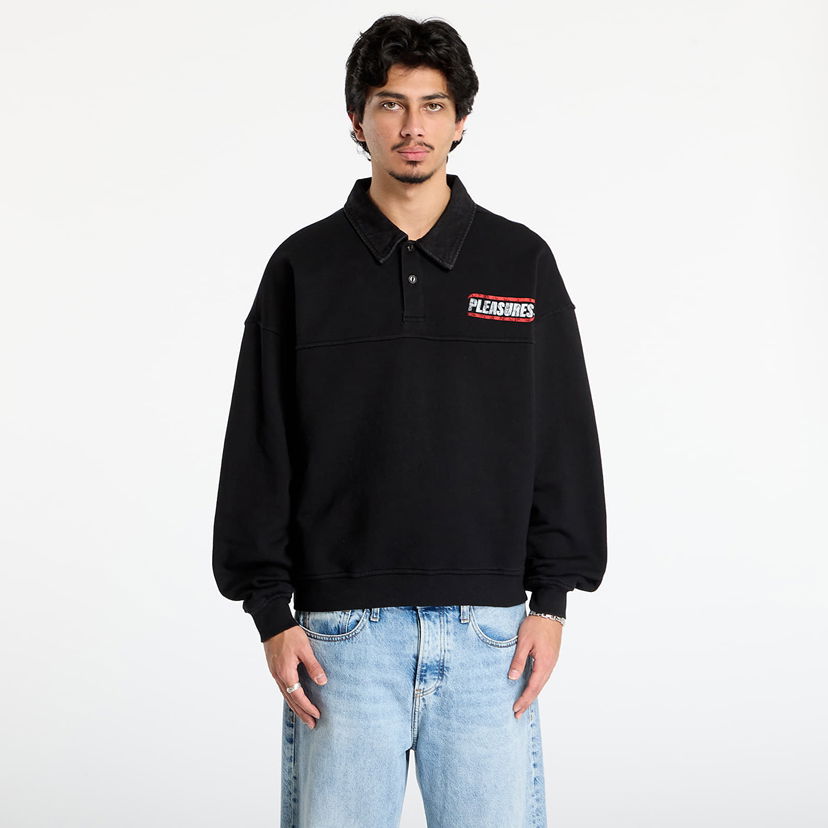 Суитчър Pleasures Gentle Polo Sweatshirt S Черно | P25F028-BLACK