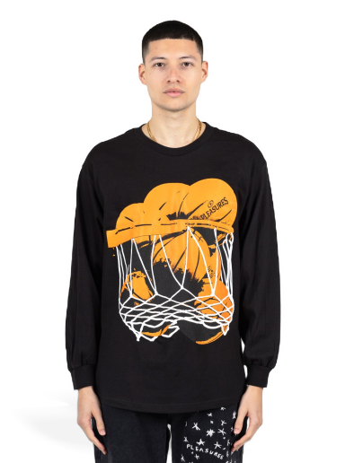 Тениска Pleasures Hoops Long-Sleeve Tee Black Черно | P23SP055-BLACK