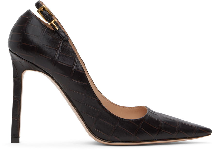 Кецове и обувки Tom Ford Embossed Leather Slingback Pumps Черно | W3389-LGO047X, 0