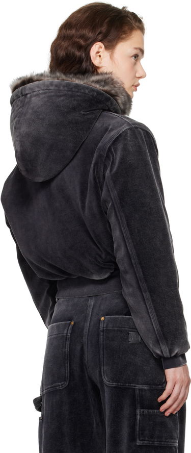 Суитчър Alexander Wang Velour Workwear Shearling Trim Jacket Черно | 4CC4242106, 2