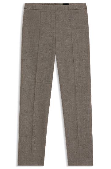 Панталони BOSS Regular-Fit Micro-Patterned Wool-Blend Trousers Сиво | 50545535