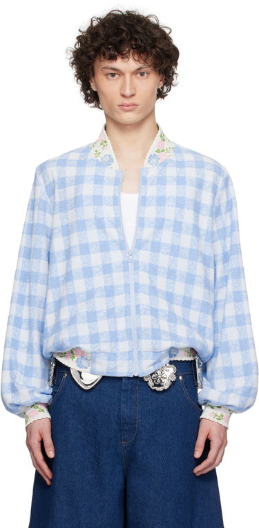 Пуловер Anna Sui Anna Sui Gingham Terry Bomber Jacket Синьо | M225A30, 0