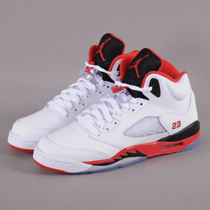 Кецове и обувки Jordan Air Jordan 5 Retro ''Fire Red Black Tongue'' 2013 GS Бяло | 440888 120, 1
