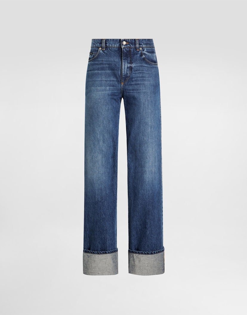 Дънки Dolce & Gabbana Dolce & Gabbana 5-Pocket Cuffed Jeans Синьо | FTDCDDG8NR3S9001