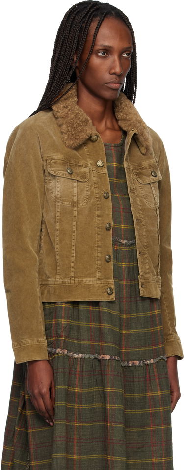 Яке R13 Skinny Corduroy Trucker Jacket with Faux Fur Collar Кафяво | R13WD206-D363A, 1