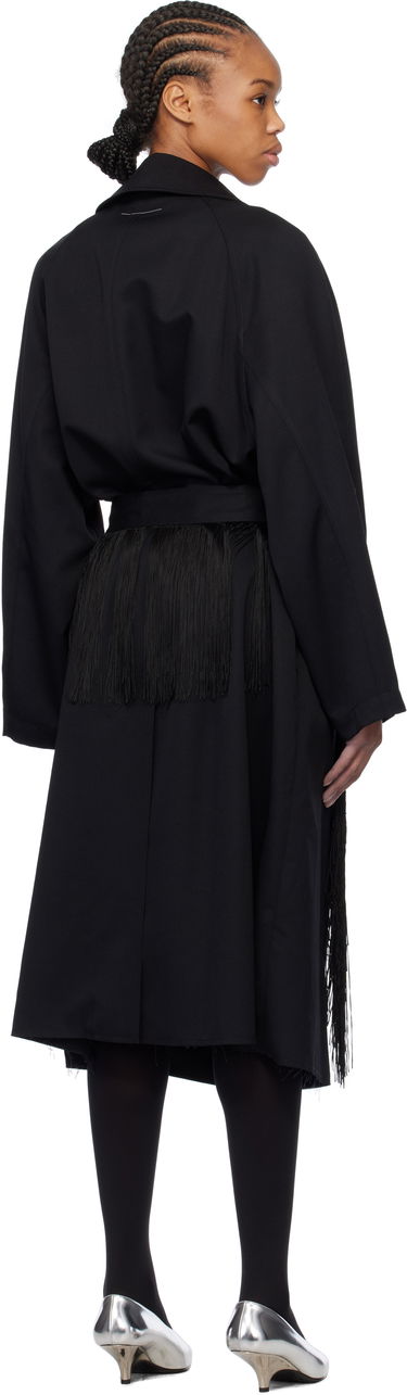 Палта Maison Margiela MM6 Maison Margiela Wool Gabardine Trench Coat with Fringed Belt Черно | S52AH0079 S78542, 2