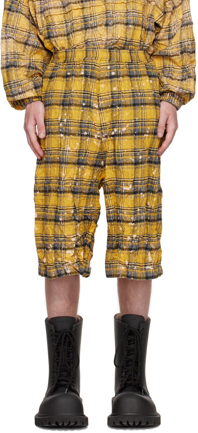Къси панталони We11done We11done Crinkled Check Shorts Жълто | WD-PT1-23-254-U-YE, 0