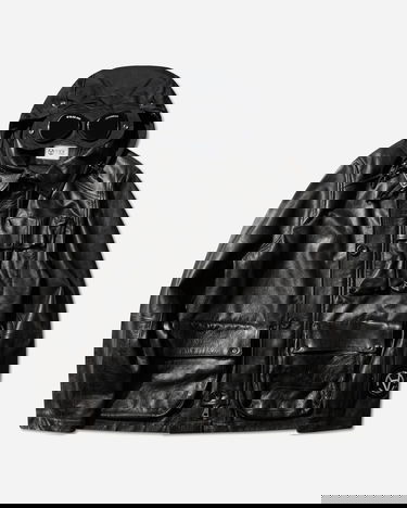 Яке C.P. Company Slam Jam Leather Mille Jacket with Goggle Hood Черно | 19CSOW700S 001, 2