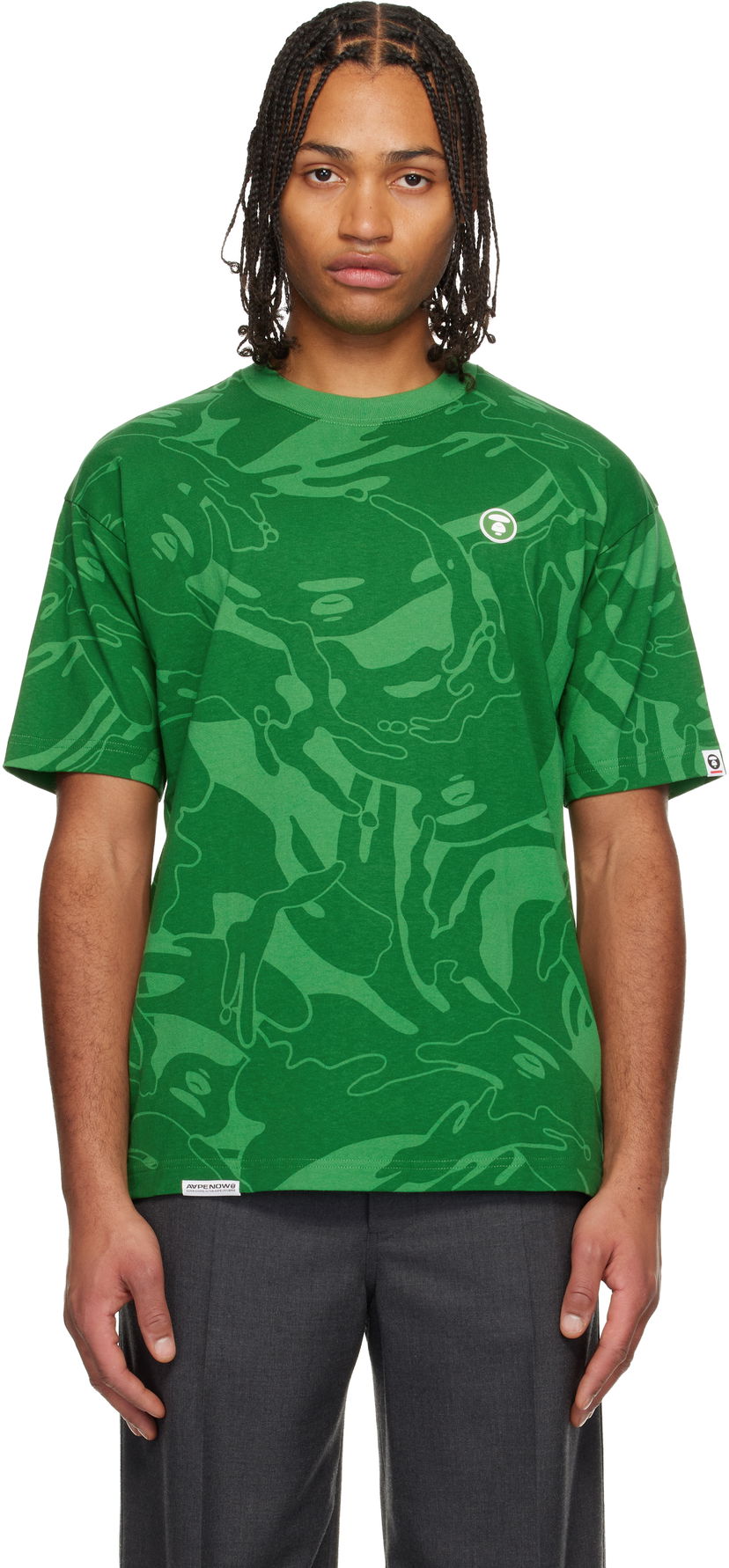Тениска AAPE by A Bathing Ape Moonface Logo Camo T-shirt Зелено | AAPTEM1602XXNGRZ