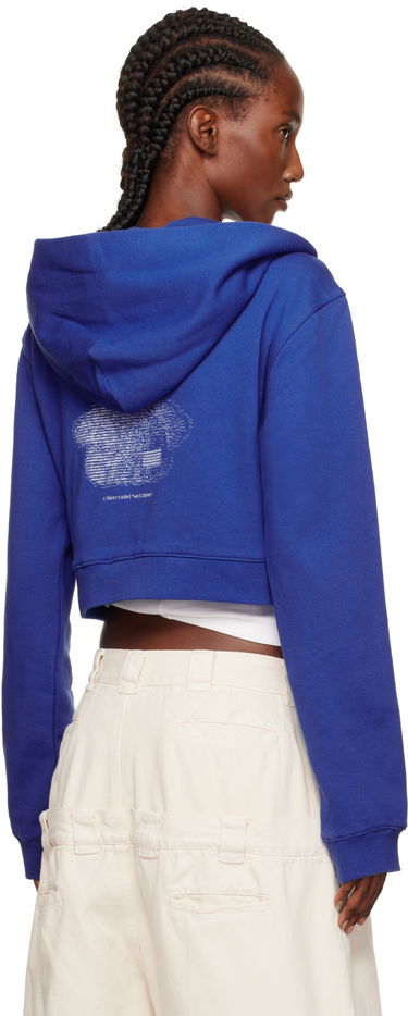 Суитчър We11done Teddy Bear Graphic Slim-Fit Cropped Zip-Up Hoodie Синьо | WD-TJ2-25-870-W-BL, 2