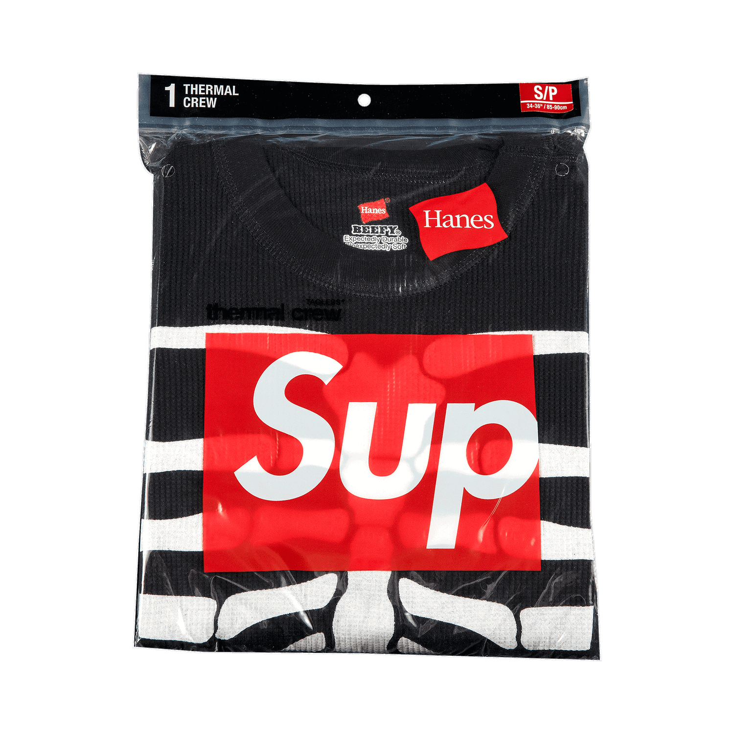 Тениска Supreme Hanes x Bones Thermal Crew (1 Pack) Черно | FW21A22 BLACK, 0