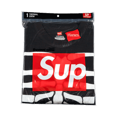 Тениска Supreme Hanes x Bones Thermal Crew (1 Pack) Черно | FW21A22 BLACK, 0