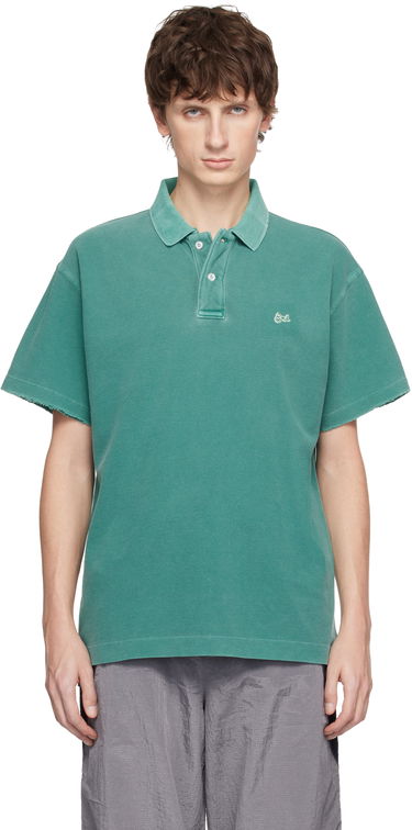 Поло тениска ERL ERL Faded Raw-Edge Polo Shirt Тюркоазено | ERL11T005, 0