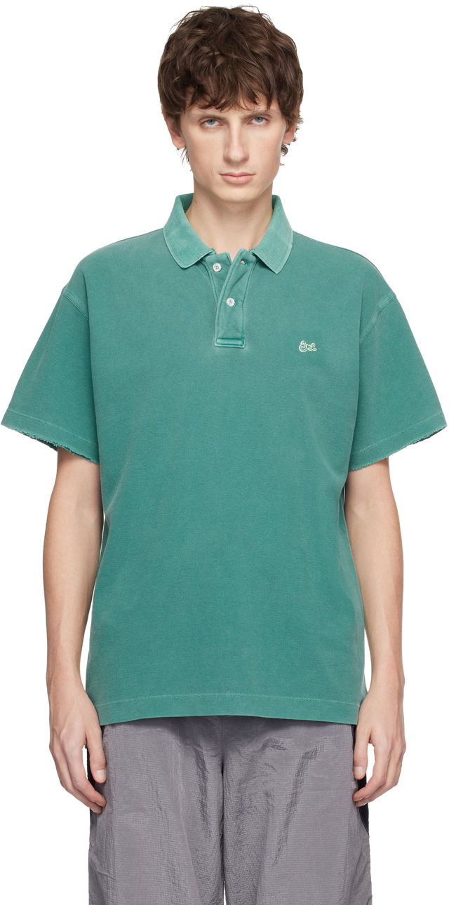 ERL Faded Raw-Edge Polo Shirt